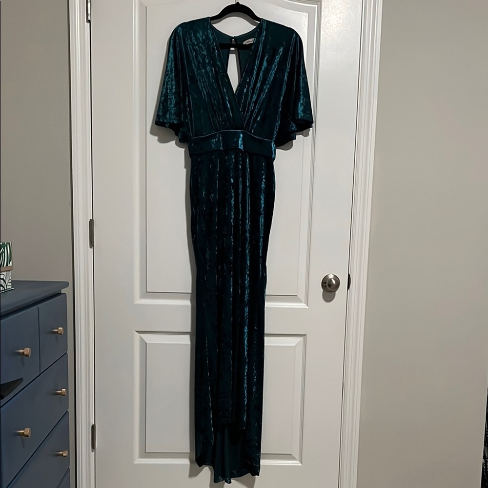 Elegant Dark Green Velvet Gown